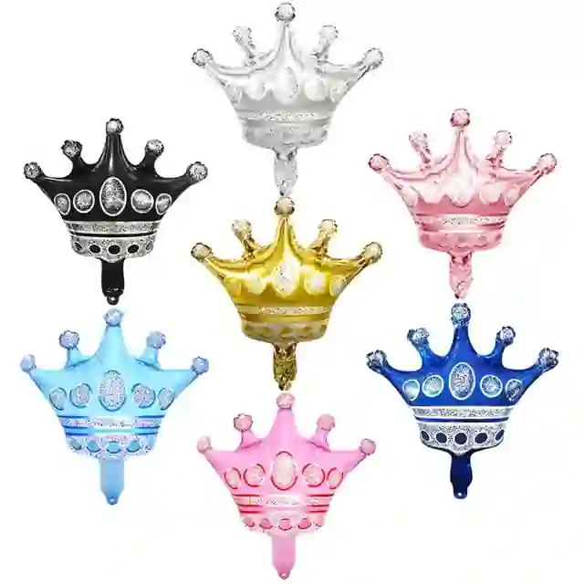 "Helium balloon in the shape of a crown, multiple colors, imported foil material"